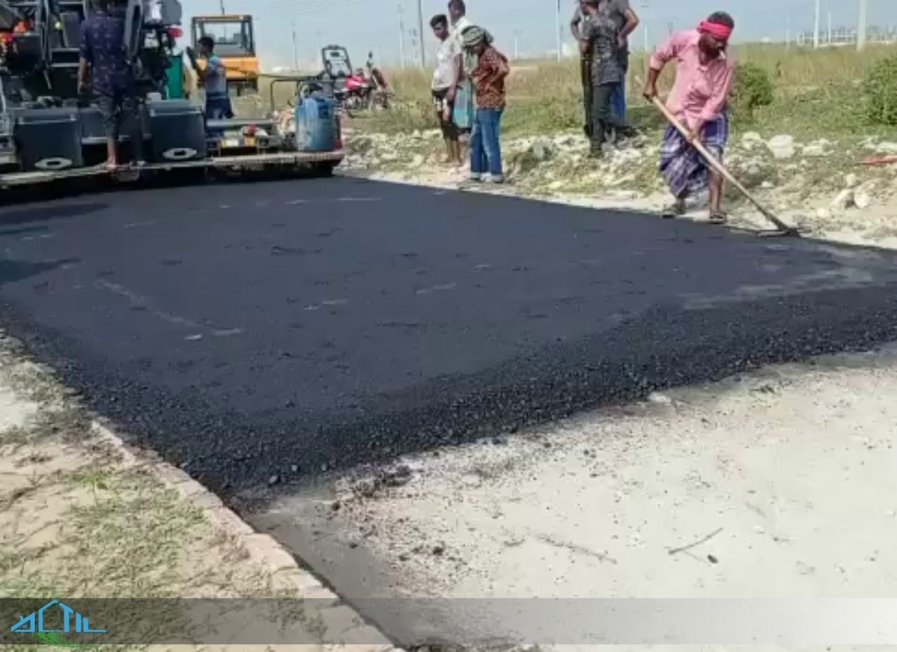 Finishing Part of Road Construction by Foam Concrete